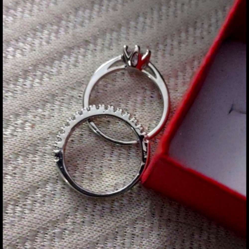 1ct Round Conflict Free Wedding Ring 2-Piece Set - Picture 4 of 15